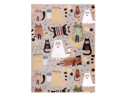 Dětský kusový koberec Fun Kittens Cats beige (Rozměry koberců 80x150)