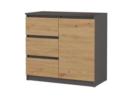 Komoda Malvína 1D3S antracit/dub artisan