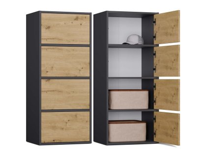 Komoda Almona 4D antracit/dub artisan