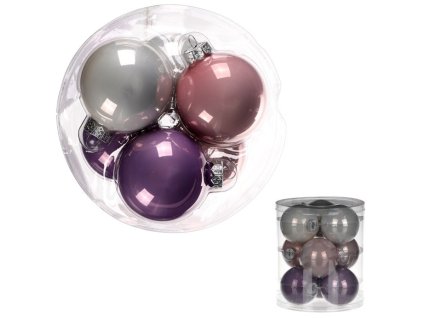 Ozdoby skleněné - pr. 7 cm, mix 3 barev, cena za balení (9 ks) (Barva Vícebarevná)