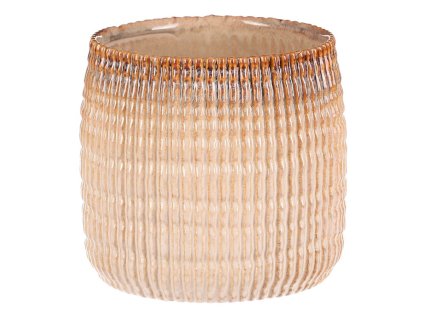 Obal na květiny - keramika, béžovo-hnědý (Barva Béžová)