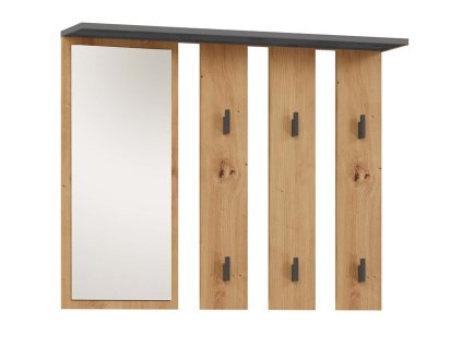 Věšák se zrcadlem PARGAS antracit/dub artisan