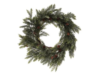 Věnec zelený - pr. 65 cm, větve túje a šišky (Barva Zelená)