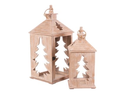 Lucerna dřevěná - vzor jehličnanu, cena za sadu 2 ks (Barva Přírodní)