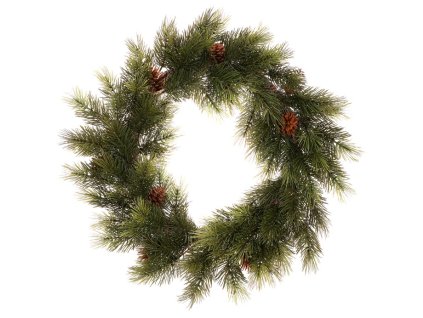Věnec umělý - pr. 66 cm, borovice se šiškami, zelený (Barva Zelená)