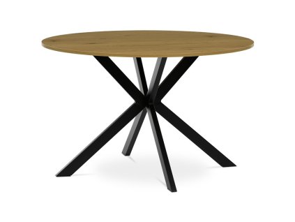 Kulatý jídelní stůl 120x120cm, mdf, divoký dub, HT-F4120 OAK (Barva Hnědá)