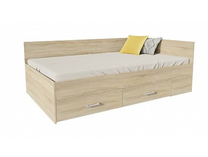 Postel RENATA (R) 120cm, s matrací, s roštem a s úložným prostorem (Varianta dub sonoma)
