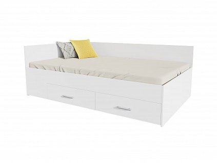 Postel RENATA (R) 140cm, s matrací, s roštem a s úložným prostorem (Varianta bílá)