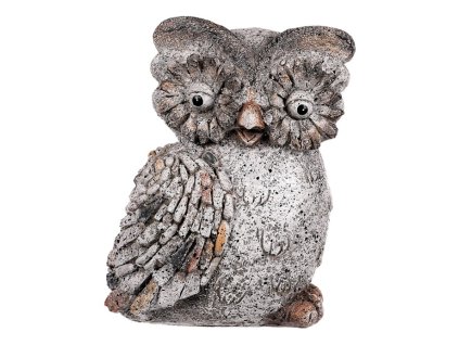 Sova - figurka z polyresinu, imitace kamene (Barva Šedá)