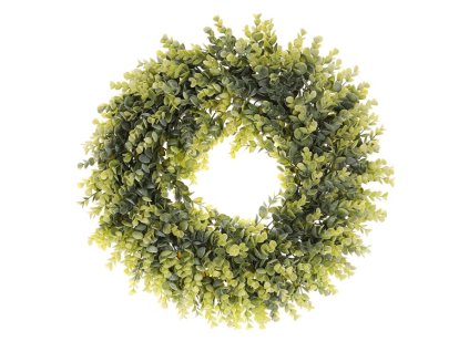 Věnec umělý - pr. 50 cm, eukalyptus, barva zelená (Barva Zelená)