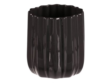 Váza keramická - glazovaná, šedá antracitová (Barva Šedá)