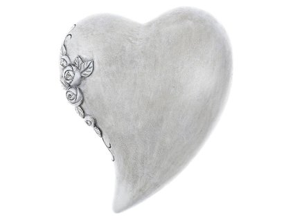 Srdce s květy růží - pietní dekorace, barva šedá (Barva Šedá)