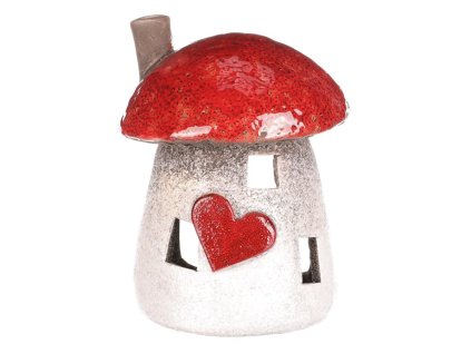 Domeček houbový - keramika, na vložení svíčky (Barva Červená)