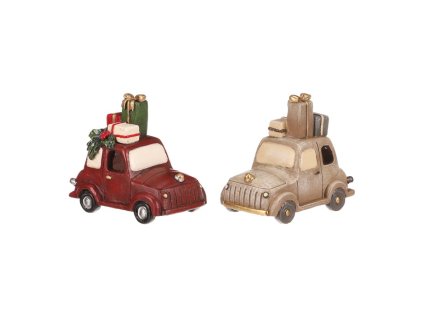 Auto s dárky - polyresin, LED osvětl., mix 2 barev, cena za 1 ks (Barva Červená)