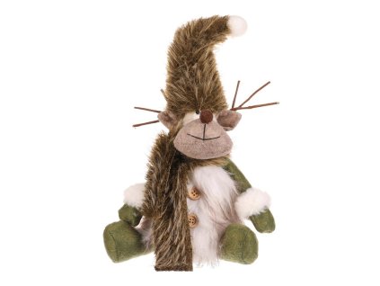 Sob - látková figurka, sedící, bílo-zelená (Barva Bílá)