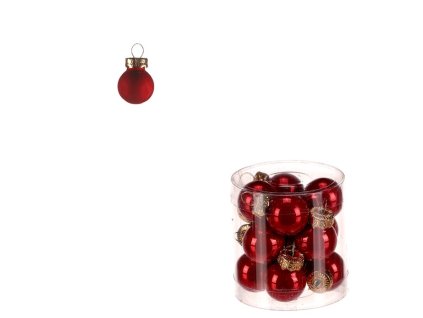 Kulaté skleněné ozdoby - pr. 2 cm, červené, cena za balení (12 ks) (Barva Červená)