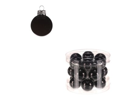 Kulaté skleněné ozdoby - pr. 4 cm, černé, cena za balení (18 ks) (Barva Černá)