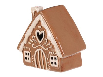 Domeček keramický - na čajovou svíčku, barva hnědá (Barva Hnědá)