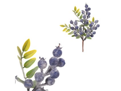 Bobule modré - umělý trs s lístky (Barva Modrá)