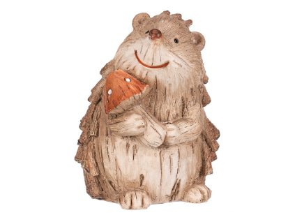 Ježek s houbou - polyresin, béžovo-hnědý (Barva Hnědá)