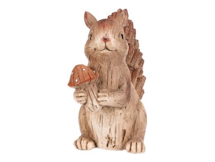 Veverka s houbou - polyresinová figurka, béžovo-hnědá (Barva Hnědá)