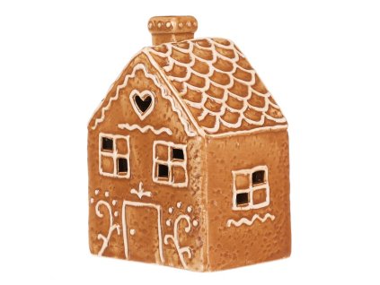 Domeček perníkový - keramika, LED osvětlení, hnědý (Barva Hnědá)
