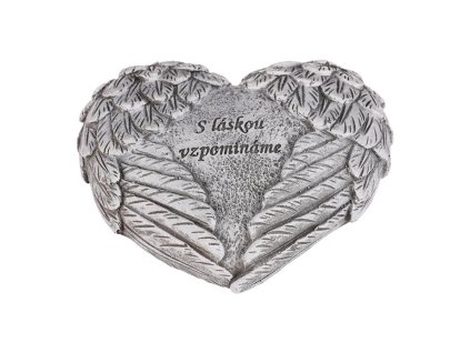Srdce z obou stran okřídlené - pieta, polyresin, šedé (Barva Šedá)