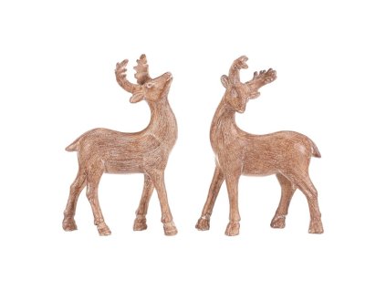 Jelen - 13 cm, polyresin, mix 2, imitace dřeva, cena za 1 ks (Barva Přírodní)