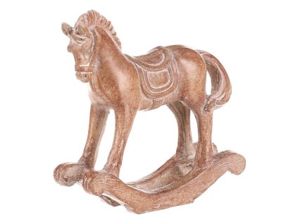 Koník houpací - 10 cm, polyresin, imitace dřeva (Barva Přírodní)