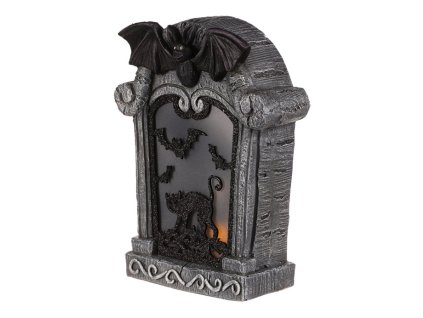 Náhrobek z magnesia - Halloween, LED osvětlení (Barva Šedá)