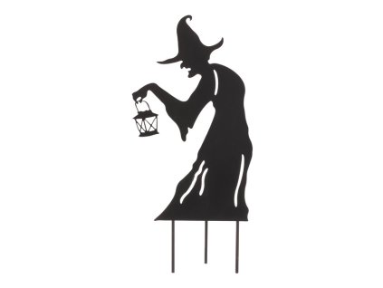 Čarodějnice s lucernou - kovový zápich, černá (Barva Černá)