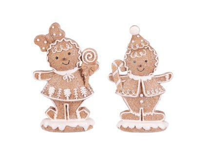 Panáček perníkový - polyresin, hnědo-bílý, mix 2, cena za 1 ks (Barva Hnědá)