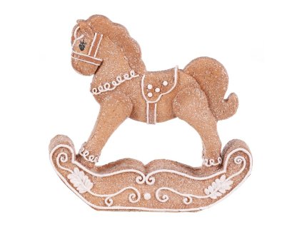 Koník perníkový - polyresin, hnědý s bílým zdobením (Barva Hnědá)