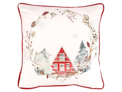 Polštář - vánoční motiv, sametový, 45 x 45 cm (Barva Bílá)