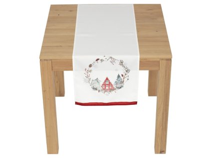 Běhoun - vánoční motiv, 100 % polyester, 40 x 150 cm (Barva Bílá)