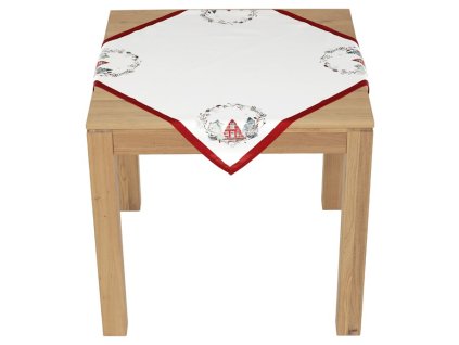 Ubrus - vánoční motiv, 100 % polyester, 80 x 80 cm (Barva Bílá)