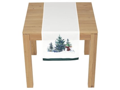 Běhoun - vánoční motiv, 100 % polyester, 40 x 150 cm (Barva Bílá)