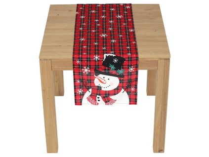 Běhoun - se sněhulákem, 100% polyester, 40 x 150 cm (Barva Červená)