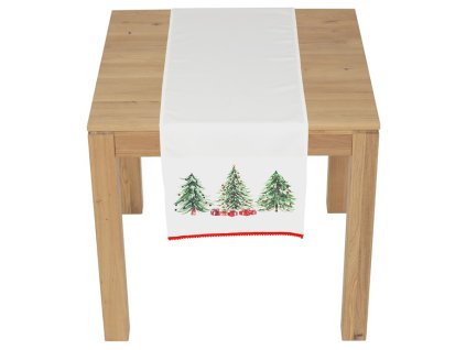 Běhoun - vánoční stromky, 100% polyester, 40 x 150 cm (Barva Bílá)