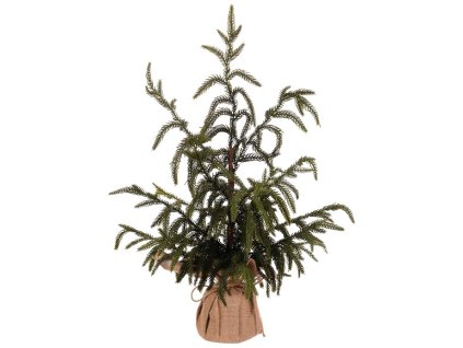 Stromek v jutovém obalu - umělý, zelený (Barva Zelená)