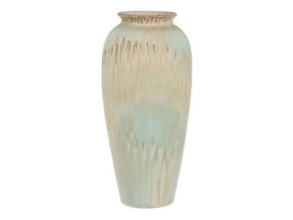 Váza keramická - tvar amfora, 40 cm, béžovo-zelená (Barva Béžová)