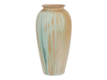 Váza keramická - tvar amfora, 35 cm, béžovo-zelená (Barva Béžová)
