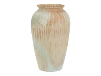 Váza keramická - tvar amfora, 30 cm, béžovo-zelená (Barva Béžová)