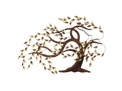 Strom kovový - nástěnná dekorace, špičaté lístky (Barva Hnědá)