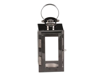 Lucerna mini - kov, čtyřhranná, lesklá šedá-antik (Barva Stříbrná)