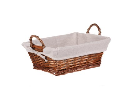 Koš proutěný - hranatý, s látkou, barva hnědá (Barva Hnědá)