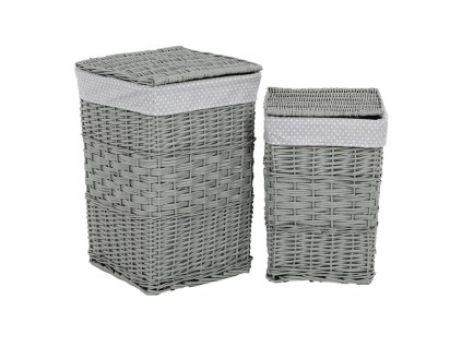 Koš prádelní - proutí, šedý, s víkem, cena za sadu 2 ks (Barva Šedá)