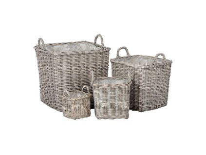 Koš proutěný - obal na květiny, šedý, cena za sadu 4 ks (Barva Šedá)