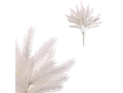 Smrk - umělá větev, barva bílá se třpytkami (Barva Bílá)