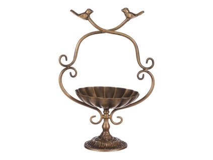 Krmítko/pítko - kovový stojan, s ptáčky, barva měděná (Barva Měděná)